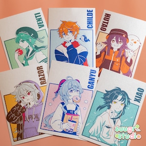 Genshin Mini Prints Vol I, Venti Childe Hutao Razor Ganyu Xiao