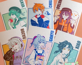Genshin Mini Prints Vol I, Venti Childe Hutao Razor Ganyu Xiao