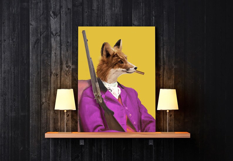 Fox print Anti-Hunt Ironic art Fox artwork animal print | Etsy