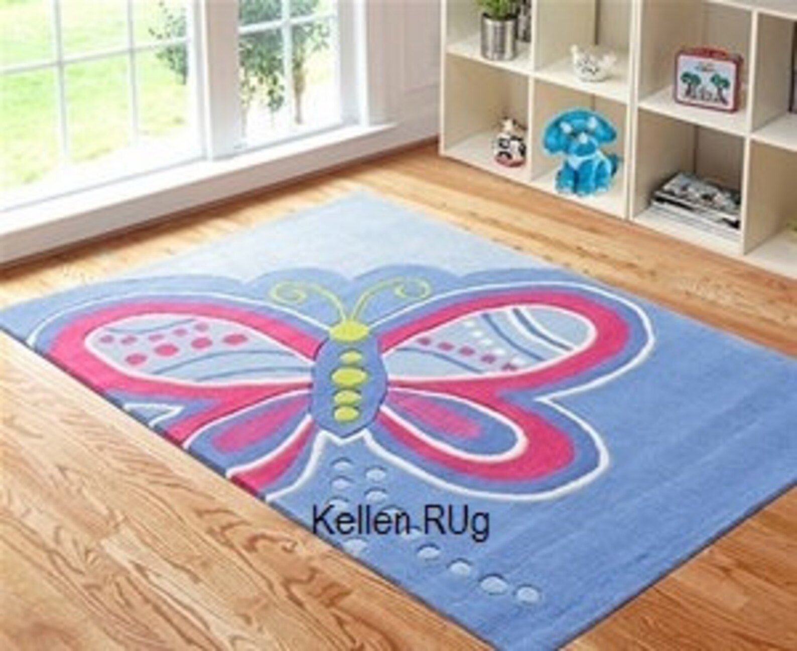 New Authentic 5x8 7x10 Butterfly Blue Hand Tufted Woolen Area Etsy