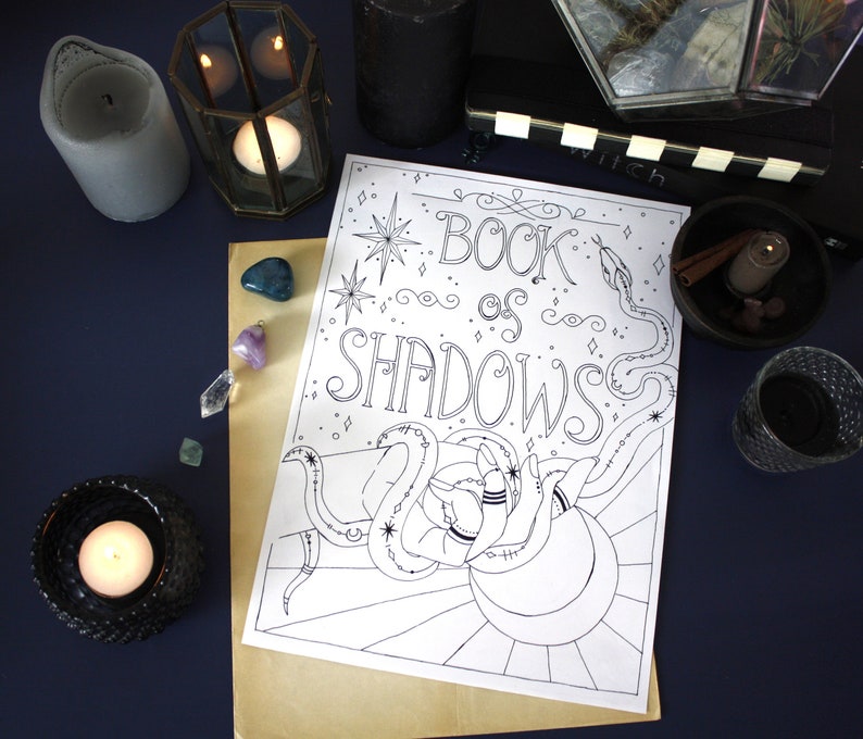 Download Book of Shadows / coloring template / digital download / | Etsy