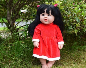 Large 18" Xmas Kirsty Red Baby Girls Vinyl Doll 46cm - Anatomically Correct Doll - Christmas Doll