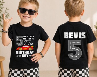 Personalized Let's Go Racing 5th Birthday Shirt, Custom Race Car Birthday Tee, Birthday Boy Outfit, Speedway Party Gift