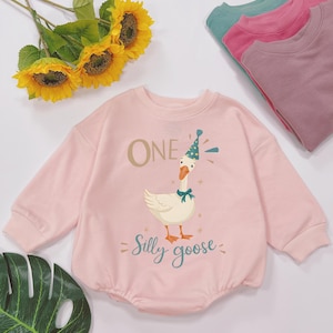 One Silly Goose Birthday Romper, 1st Birthday Silly Goose Bodysuit, Silly Goose Birthday, Baby Girl Outfit, Baby boy Clothes,Birthday Outfit