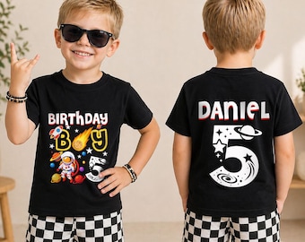 Personalized Space Explorer 5th Birthday Shirt, Custom Astronaut Birthday Tee, Little Space Adventurer Outfit, Rocket Party Gift