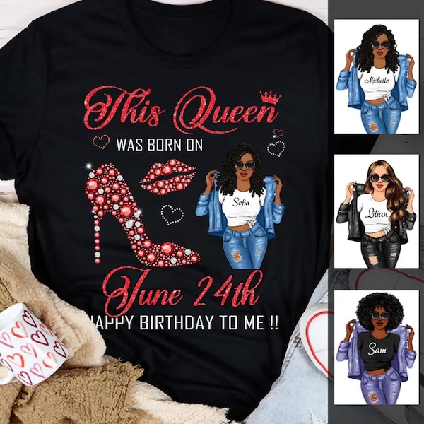 Personalized Black Queen Birthday shirt, Birthday Shirts for women, Birthday Girl shirt women,  Queen Birthday Shirts for Women