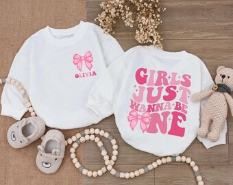 Personalized Girls Just Wanna Be One Birthday Outfit, Girls Just Wanna Be One Outfit, Tailored Gifts For Young Star, Baby Anniversary