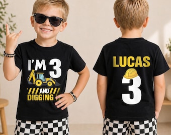 Construction Crew 3rd Birthday Shirt, Personalized Birthday Tee, Custom Name Little Builder Outfit, Construction Theme Birthday Party