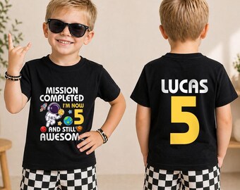 Personalized Rocket Ship 5th Birthday Shirt, Custom Astronaut Birthday Tee, Little Space Explorer Outfit, Outer Space Party Gift