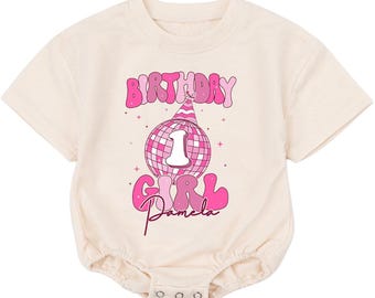 Personalized Disco 1st Birthday Girl Outfit, Custom First Birthday Girl Sweater Romper, One Year Old Girls Bday Gifts