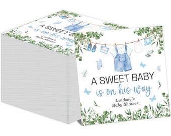 Custom A Sweet Baby Is On His Way Baby Boy Shower Napkins, Paper Luncheon Beverage Napkins for Boys Welcome Party Dinner Cocktail Decoration