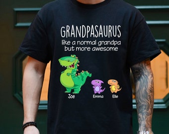 Personalized Grandpasaurus Like A Normal Grandpa But More Awesome Shirts, grandpa shirt, Papa Shirt, daddy shirts for men, funny dad shir