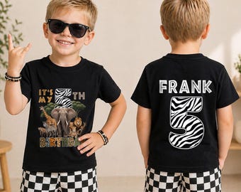 Safari Boy 5th Birthday Shirt, Personalized Wild Animal Birthday Tee, Custom Name Little Explorer Outfit, Safari Theme Celebration