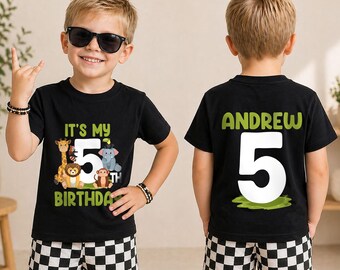 Safari Adventure 5th Birthday Shirt, Personalized Wild Animal Tee, Custom Name Little Explorer Outfit, Birthday Party Celebration