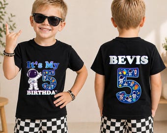 Personalized Space Mission 5th Birthday Shirt, Custom Astronaut Birthday Tee, Little Explorer Outfit, Rocket Ship Party Celebration