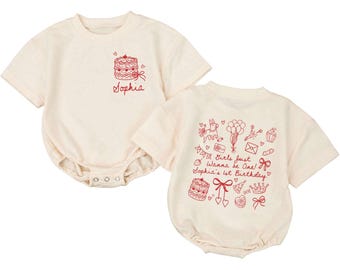 Custom First Birthday Outfit Girl,Personalized  1st Birthday Girl Outfit, 1 Year Old Girls Sweater Romper, One Year Old Girls Bday Gifts