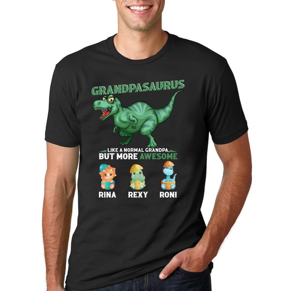 Custom Grandpasaurus T-Shirt, Granddad Dinosaur Shirt, Grandfather Dino Tee, Grandpa's Birthday, Father's Day Personalized Gift, Papasaurus