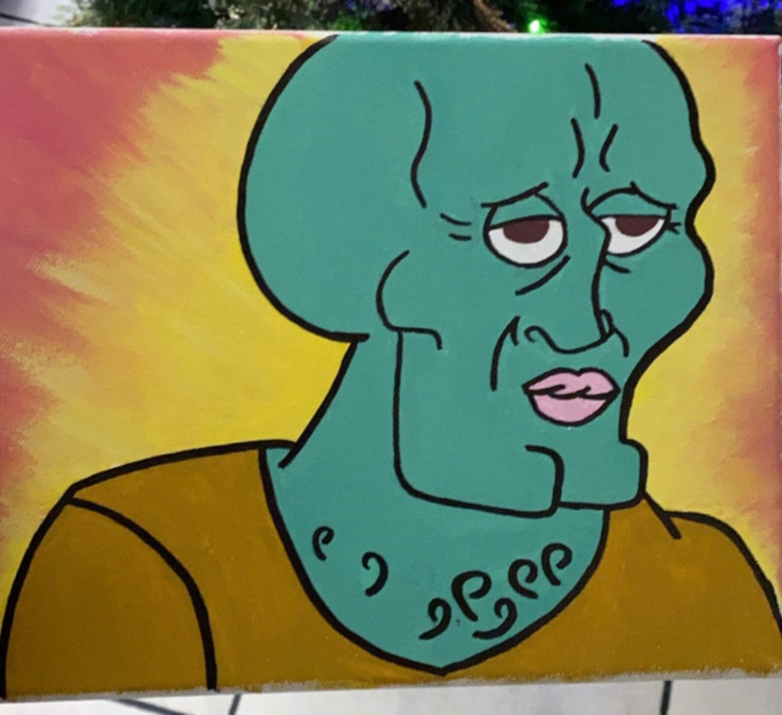 Handsome Squidward Meme Painting Etsy