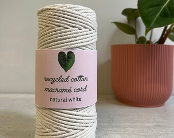 3mm recycled cotton macrame cord - natural white craft rope