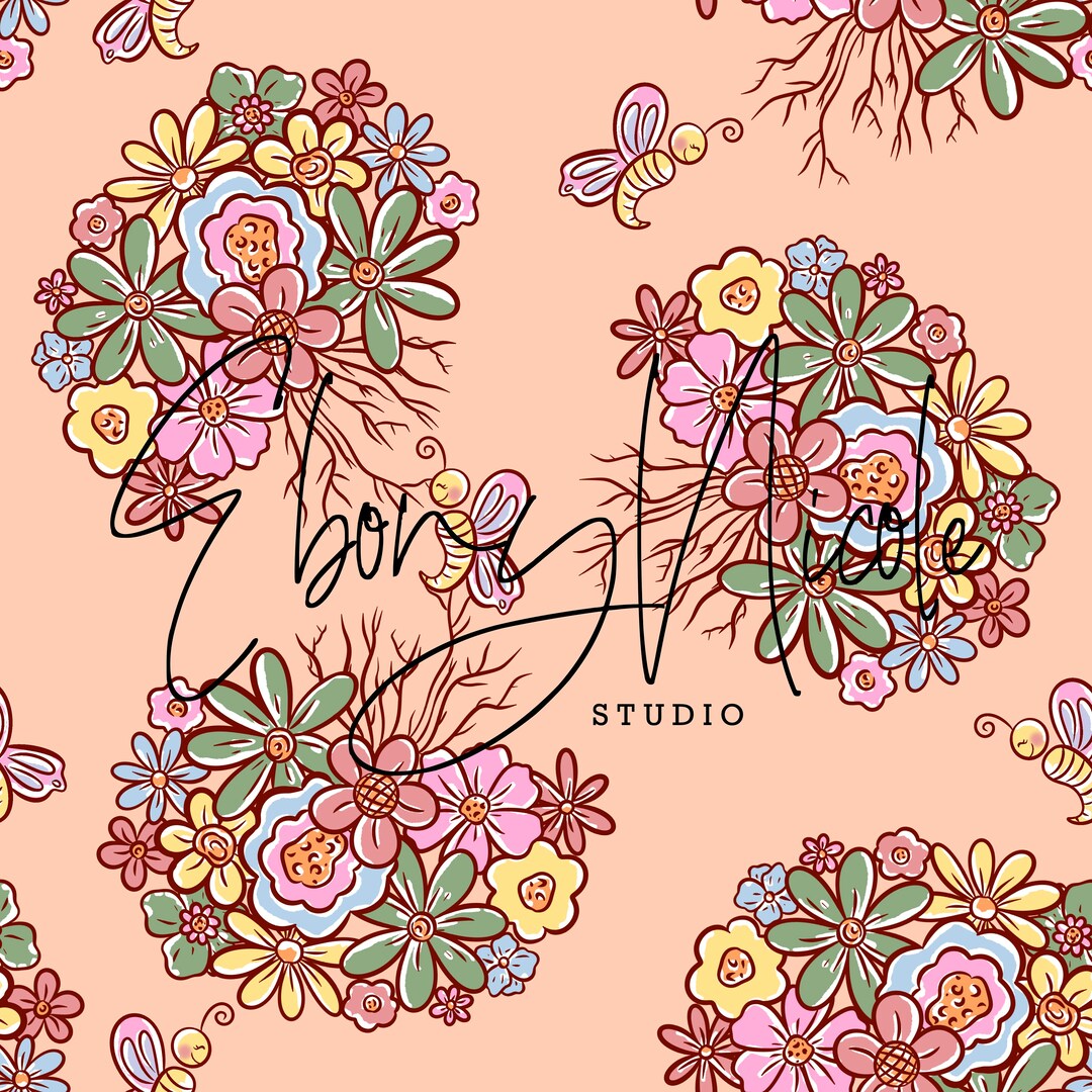 Mental Health Seamless Pattern, Blooming Mind Repeat Pattern, Mind ...