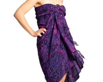 PANASIAM Sarong Batik Design - Opaque Wrap Skirt, Lunghi, Scarf, Beach Wrap, Pareo, Swim Cover, Wrap Dress, Summer Shawl, Headwrap – Unisex
