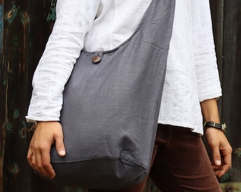 PANASIAM Hemp Shoulder Bag – Tote Bag, Crossbody Bag, Shopping Bag, Handbag, Fabric Bag with Zipper, Sports Bag,  Chest Bag, Travel Bag