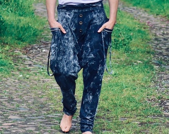 PANASIAM Baggy Pants – 100% Cotton, Harem Pants Joggers, Loose Fit Cargo Pants, Lounge Pants, Drop Crotch, Outdoor Festival, Casual Unisex