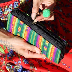 PANASIAM Portemonnaie Akha Tribe - Brieftasche Tribal Art Geldbörse Geldbeutel - Handarbeit, fair mit Münzfach Reißverschluß & Kartenfächern
