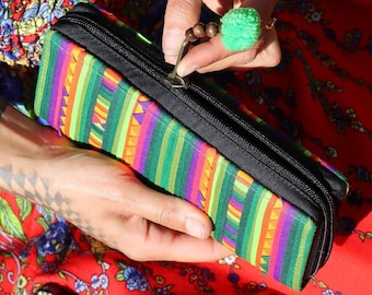 PANASIAM Akha Tribe Wallet – Handcrafted Tribal Art Money Holder, Card Holder, Organizer Fair Trade with Zippered Coin Pocket & Card Slots