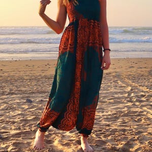 PANASIAM Aladdin Pants Peacock – Unisex Summer Pants, Boho Harem Pants 100% Viscose, Comfy Festival Trousers, Sarouel Style, Light Goa Look