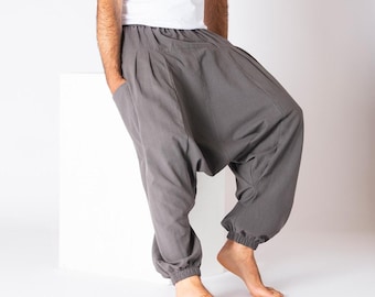 PANASIAM Pure Aladdin Pants, Cotton Harem Pants Unisex Baggy Yoga Pants Boho Lounge Pants Relaxed Fit Lightweight & Breathable Festival Wear
