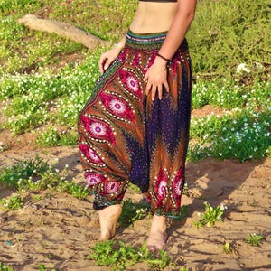 PANASIAM Aladdin Pants Peacock – Zachte Boho Bloomers van Viscose, Harembroek, Unisex Zomerbroek voor Festivals & Reizen, Luchtige Hippie Sarouel