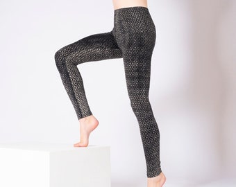 PANASIAM Batik Leggings Blume des Lebens - Lebensblume Muster - handgefertigte Unikate - Yoga Sport Fitness Ecstatic Dance - Sport Tights