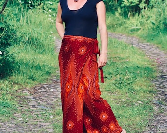 PANASIAM Wrap Skirt Peacock – Women's Maxi Skirt, Lightweight Boho Summer Skirt, Long Festival Skirt in Soft natural Viscose – Handmade