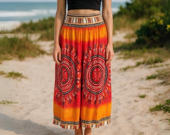 PANASIAM Summer Skirt Maoi – Long Viscose Maxi Skirt, Boho High-Waist Skirt, Beach Skirt, Women’s Skirt – Festival, Casual & Everyday