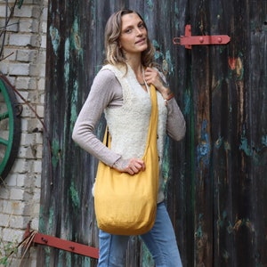 PANASIAM Schulterbeutel unicolor - 100% Baumwolle, Reisetasche Handtasche Schultertasche Reißverschluss & Holzknopf, separate Innentasche
