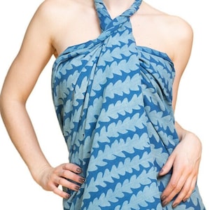 PANASIAM Indigo Sarong – Lightweight 100% Cotton Beach Scarf Pareo Wrap Dress Beach Cover-Up Skirt with Japanese & Sacred Geometry Prints