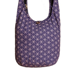 PANASIAM Shoulder Bag Sacred Geometry - 100% Cotton Shoulder & Hip Bag – Zipper Closure, Wooden Button, Inner Pocket – Unisex (2 Sizes)