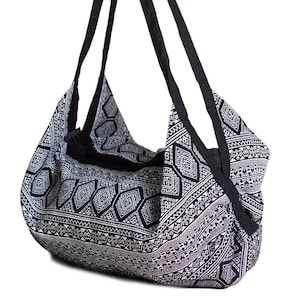 PANASIAM Boho Shoulder Bag – Handwoven Tribal Cotton Tote Bag Crossbody Bag Handbag Ethnic Handbag Zipper & Inner Pocket Handmade Fair Trade
