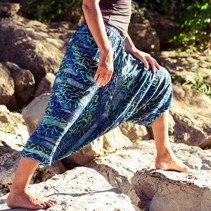 PANASIAM Boho Harem Pants – Handmade Harem Pants Baggy Pants Batik Design, 100% Natural Viscose, Lightweight & Comfy, Unisex with Pocket