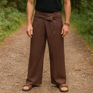 PANASIAM Fisherman Pants Lini – Unisex Thai Wrap Pants 100% Cotton, Comfortable Yoga & Wellness Pants, Festival Outfit, Handmade Casual Wear