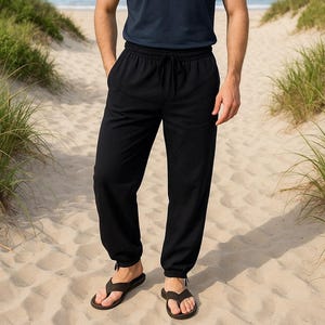 PANASIAM Cotton Pants Tadasana – Lightweight Summer Pants 100% Cotton, for Leisure & Yoga with Drawstring, Pockets – Handmade Relax Pants