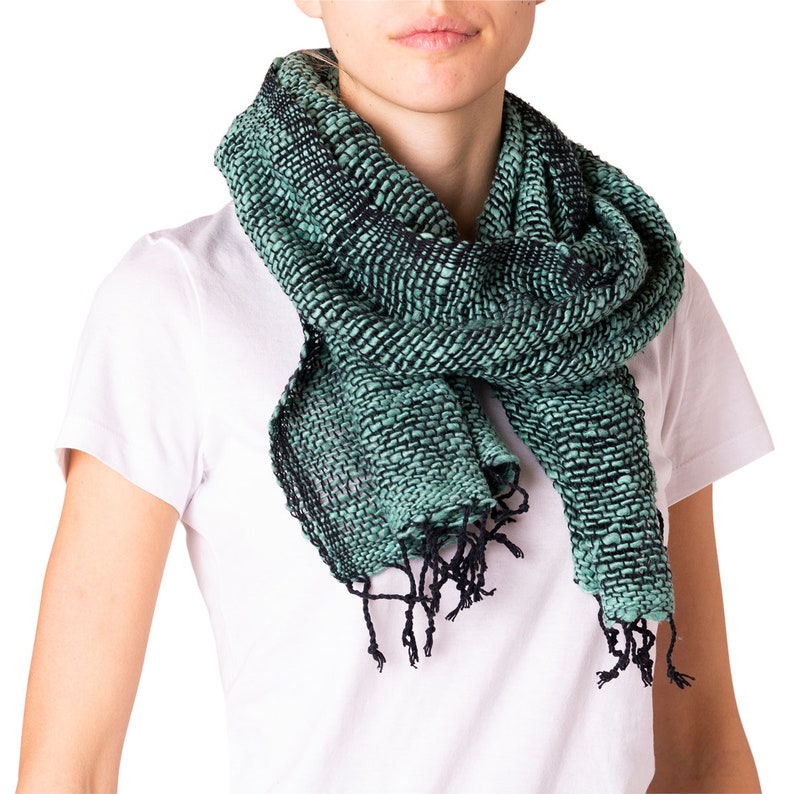 PANASIAM scarf, loosely woven neck scarf, warm winter scarf, hand-woven from 100% cotton, can also be worn as a loop scarf or shoulder scarf image 9