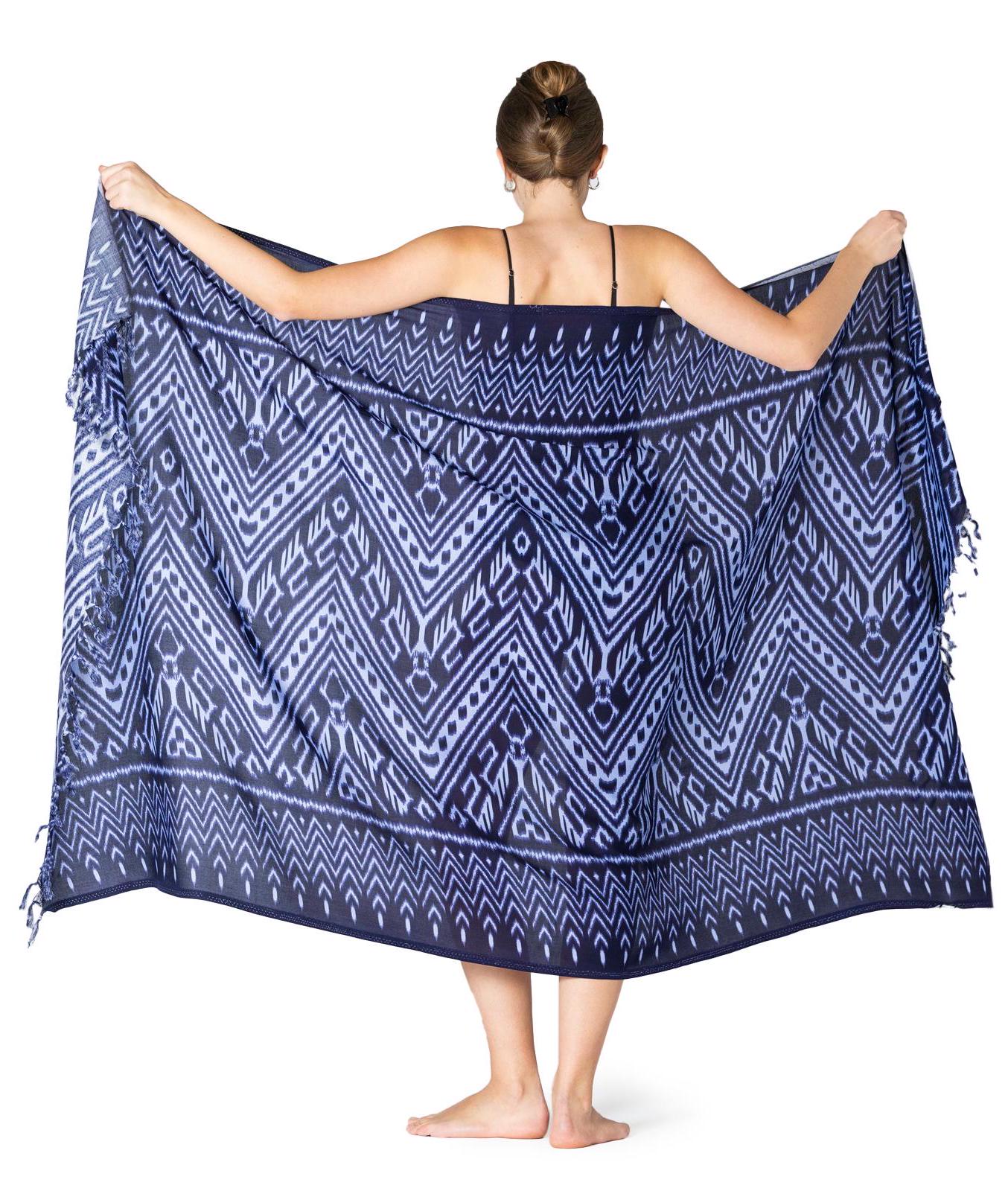 Sarong PANASIAM KIOWA – Paréo Ikat Traditionnel – 100% Viscose – Longueur XL 250 Cm – Unisexe