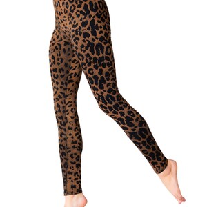 PANASIAM Batik Leggings Leopard Print Ecstatic Dance Yoga Goa Boho Festival teint à la main unique doux et élastique colorfast braun