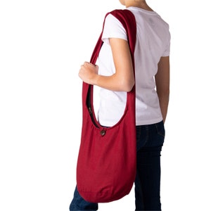 SHOULDER BAG unicolor 100% cotton Zipper & small wooden button separate inside pocket 2 sizes fairly produced image 9
