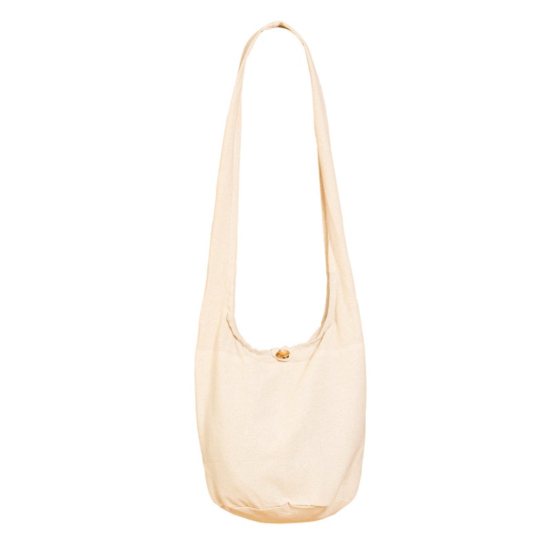 SHOULDER BAG unicolor 100% cotton Zipper & small wooden button separate inside pocket 2 sizes fairly produced Natural