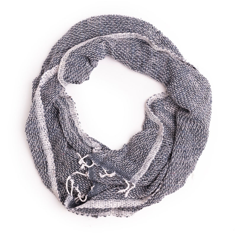 PANASIAM scarf, loosely woven neck scarf, warm winter scarf, hand-woven from 100% cotton, can also be worn as a loop scarf or shoulder scarf grau meliert