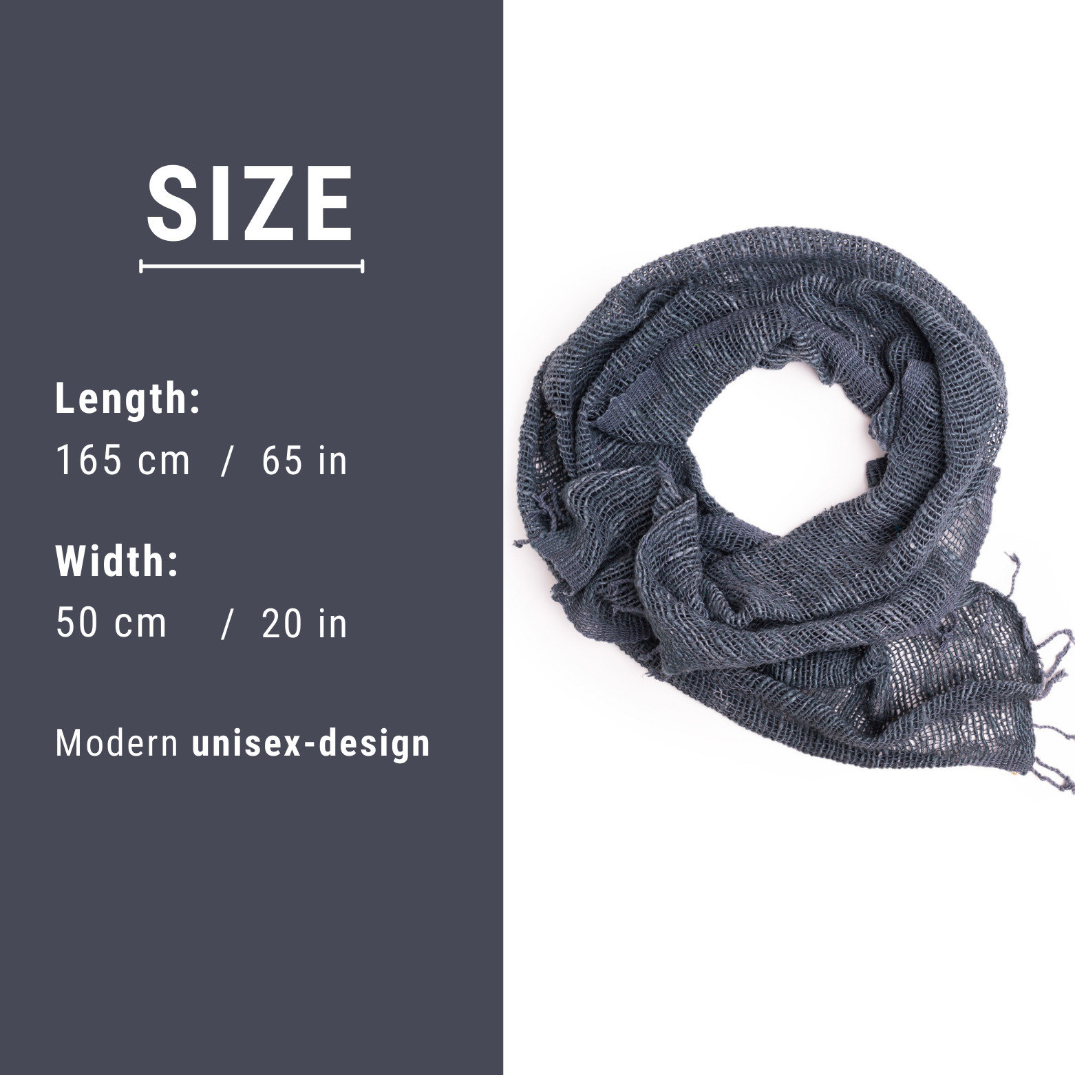 PANASIAM Sciarpa Lunga Maoi In Viscosa Con Frange – Stola Multifunzionale Per Donna E Uomo – 65x113 Cm – Regalo Moda Etica