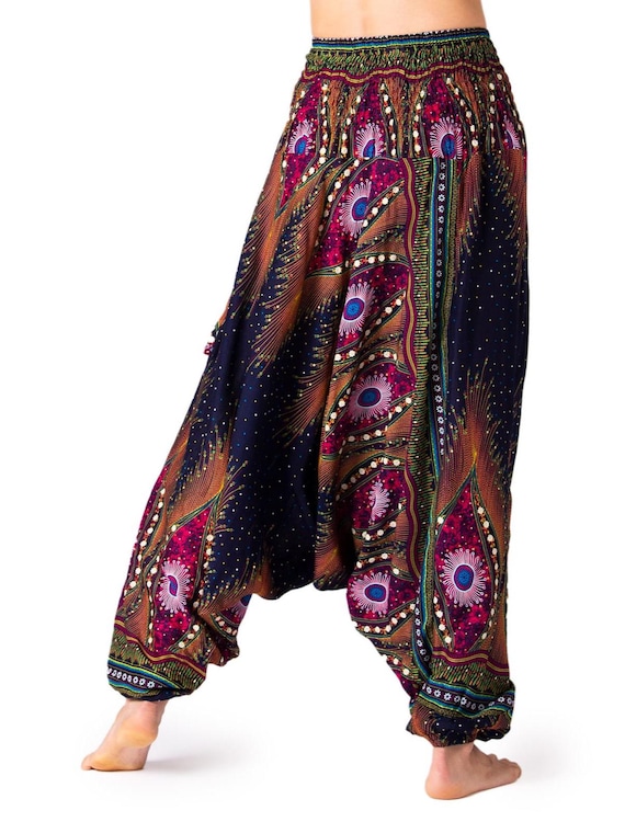 PANASIAM Aladdin Pants Peacock – Loose Viscose Harem Trousers